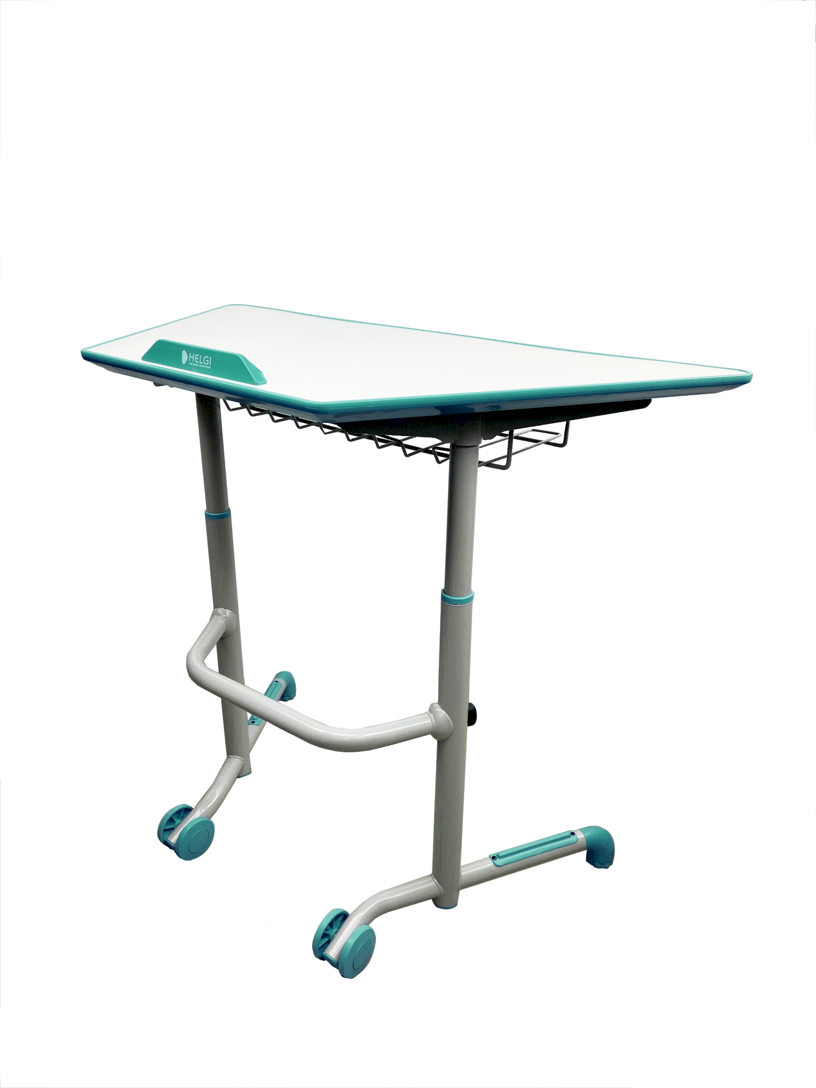 2x Multi-Size Trapezoidal Desk Green/Grey